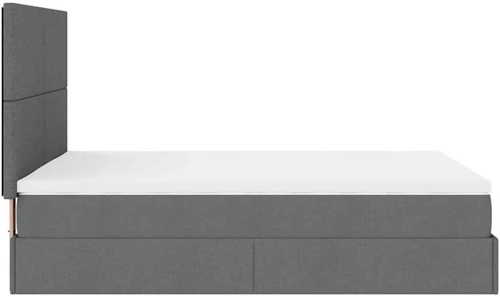 Osmanų lova su čiužiniu ir LED tamsiai pilka 140x190cm audinys