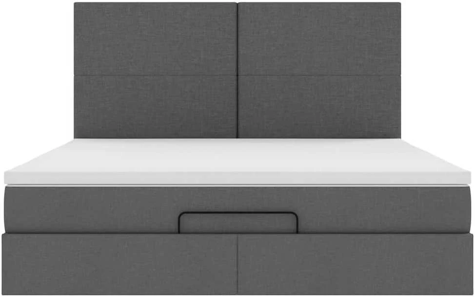 Osmanų lova su čiužiniu ir LED tamsiai pilkas 180x200cm audinys
