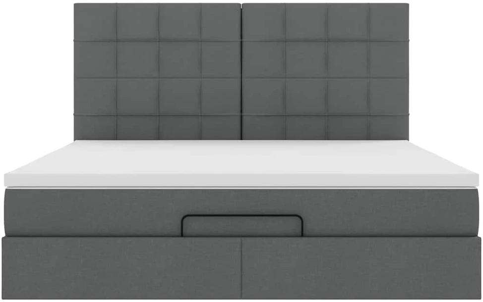 Osmanų lova su čiužiniu ir LED tamsiai pilkas 180x200cm audinys