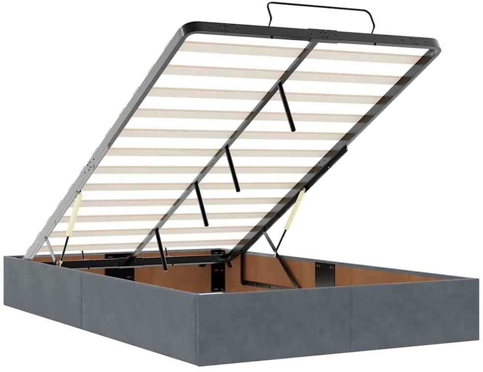 Osmanų lova su čiužiniu ir LED tamsiai pilkas 120x190cm aksomas