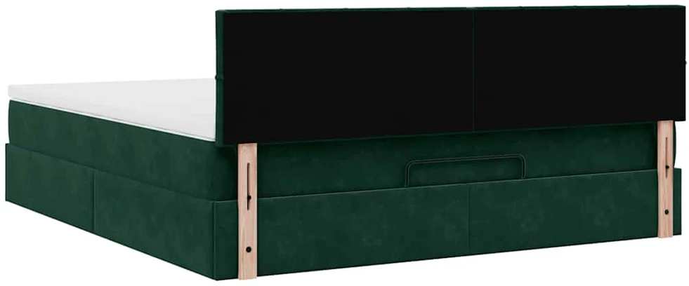 Osmanų lova su čiužiniu ir LED Tamsiai žalia 180x200cm Velvet