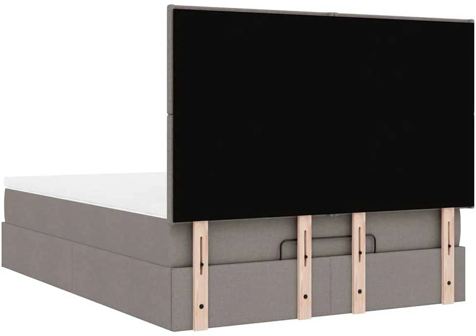 Osmanų lova su čiužiniu ir LED, taupe, 140x190cm, audinys