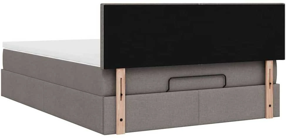 Osmanų lova su čiužiniu ir LED, taupe, 140x190cm, audinys