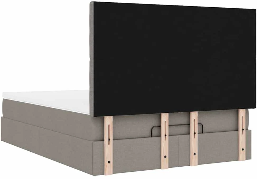 Osmanų lova su čiužiniu ir LED, taupe, 140x190cm, audinys