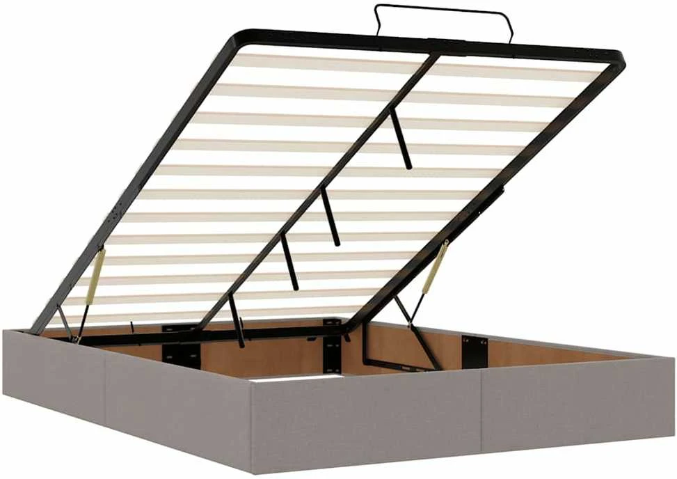 Osmanų lova su čiužiniu ir LED, taupe, 140x190cm, audinys