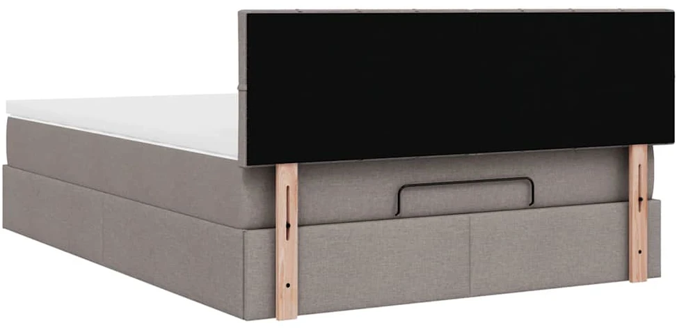 Osmanų lova su čiužiniu ir LED, taupe, 140x190cm, audinys