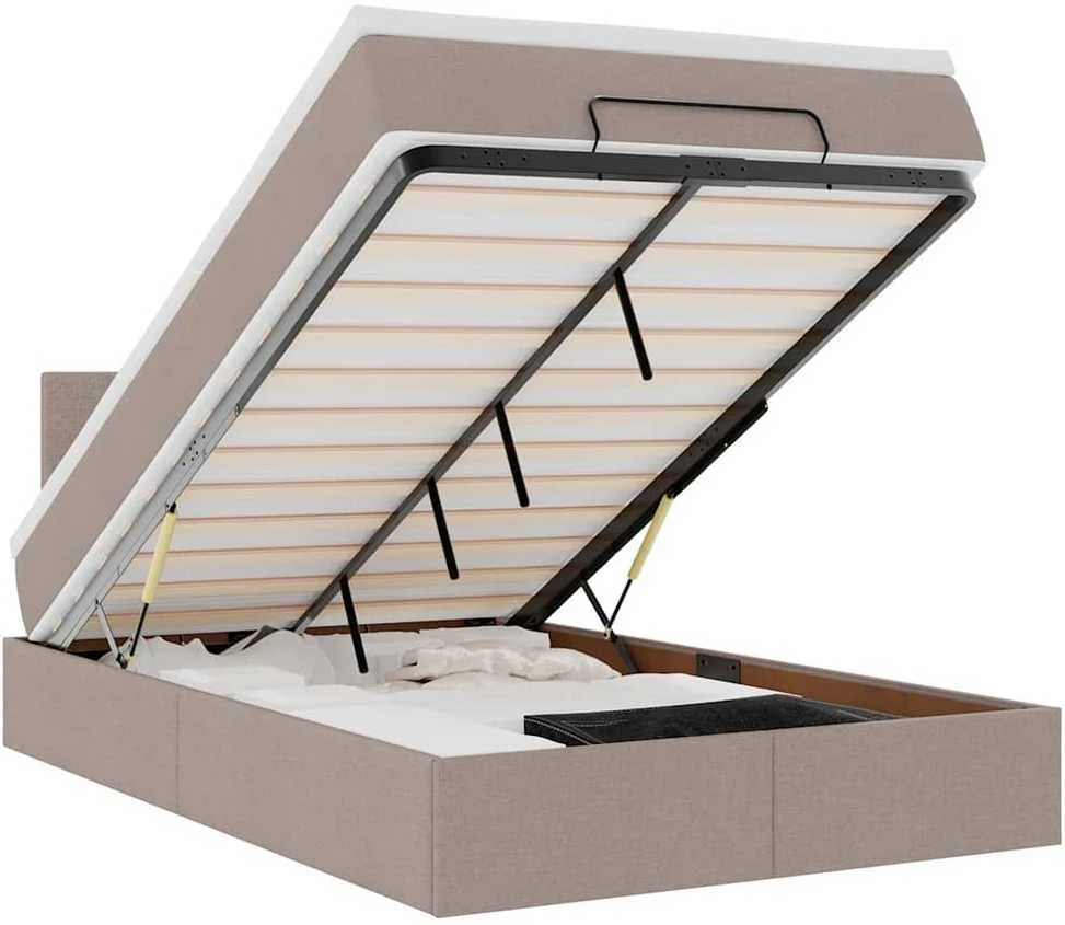 Osmanų lova su čiužiniu ir LED, taupe sp., 120x190cm, audinys