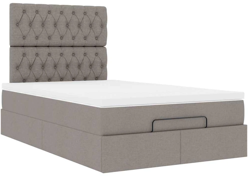 Osmanų lova su čiužiniu ir LED, taupe sp., 120x190cm, audinys