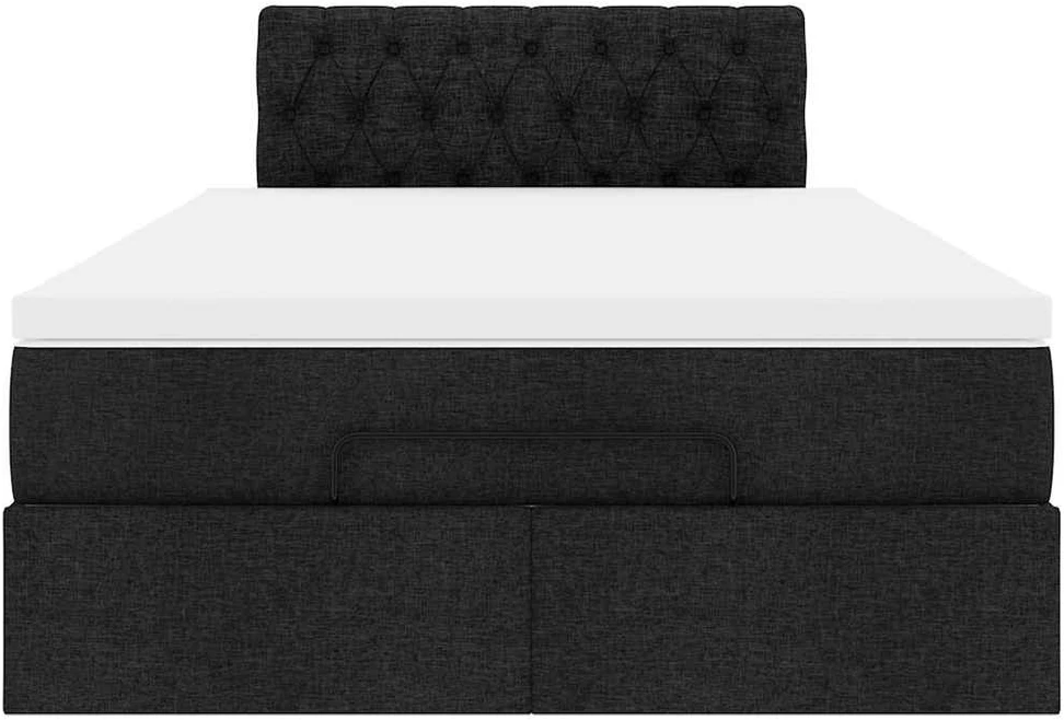 Osmanų lova su čiužiniu, juodas, 120x200cm, audinys