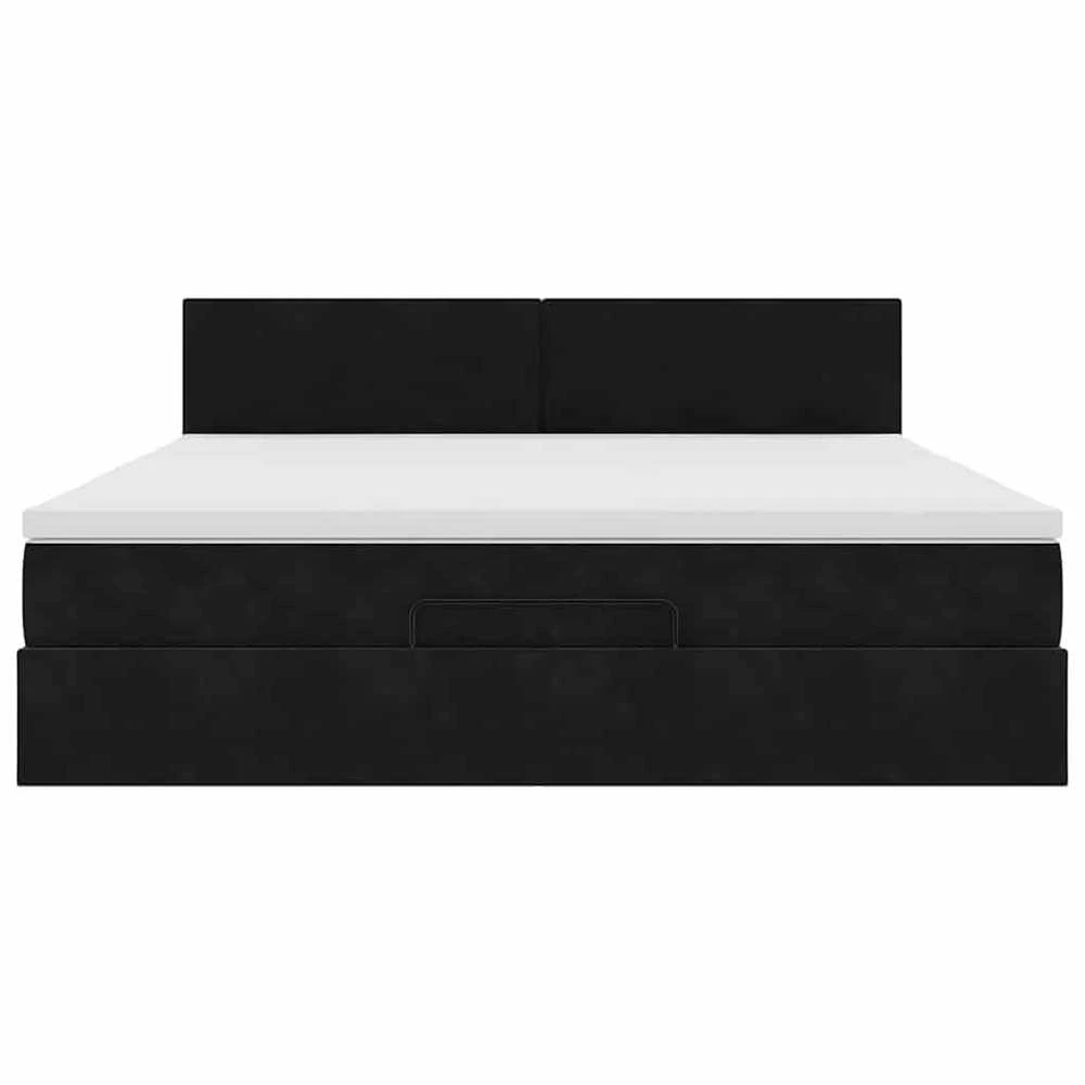 Osmanų lova su čiužiniu Juodas 160x200cm Velvet