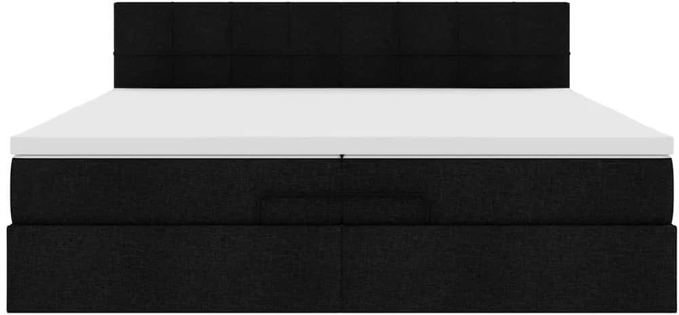 Osmanų lova su čiužiniu Juodas 200x200 cm Audinys