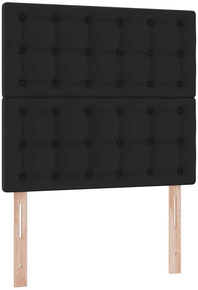 Osmanų lovos rėmas su čiužiniu, juoda, 90x200cm, dirbtinė oda