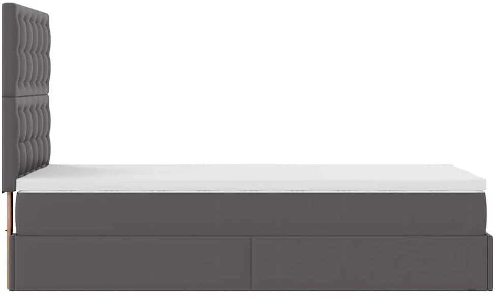 Osmanų lovos rėmas su čiužiniu, pilka, 100x200cm, dirbtinė oda