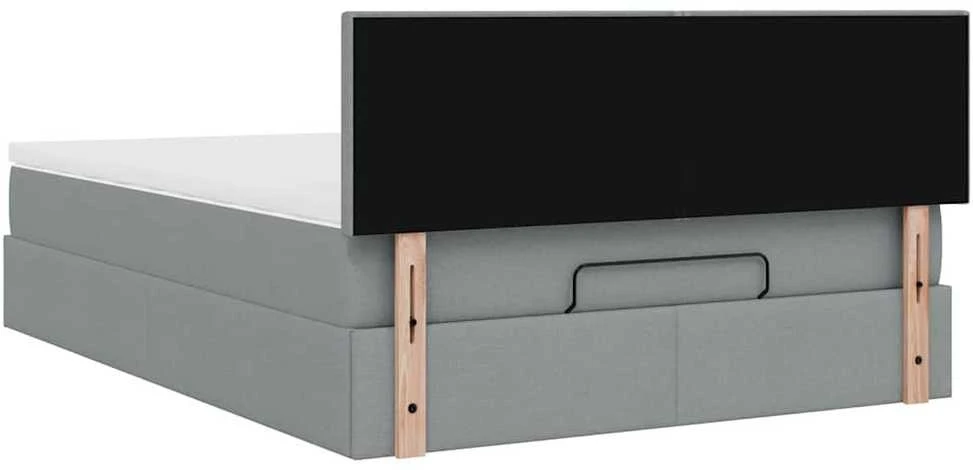 Osmanų lova su čiužiniu ir LED šviesiai pilka 140x190cm audinys