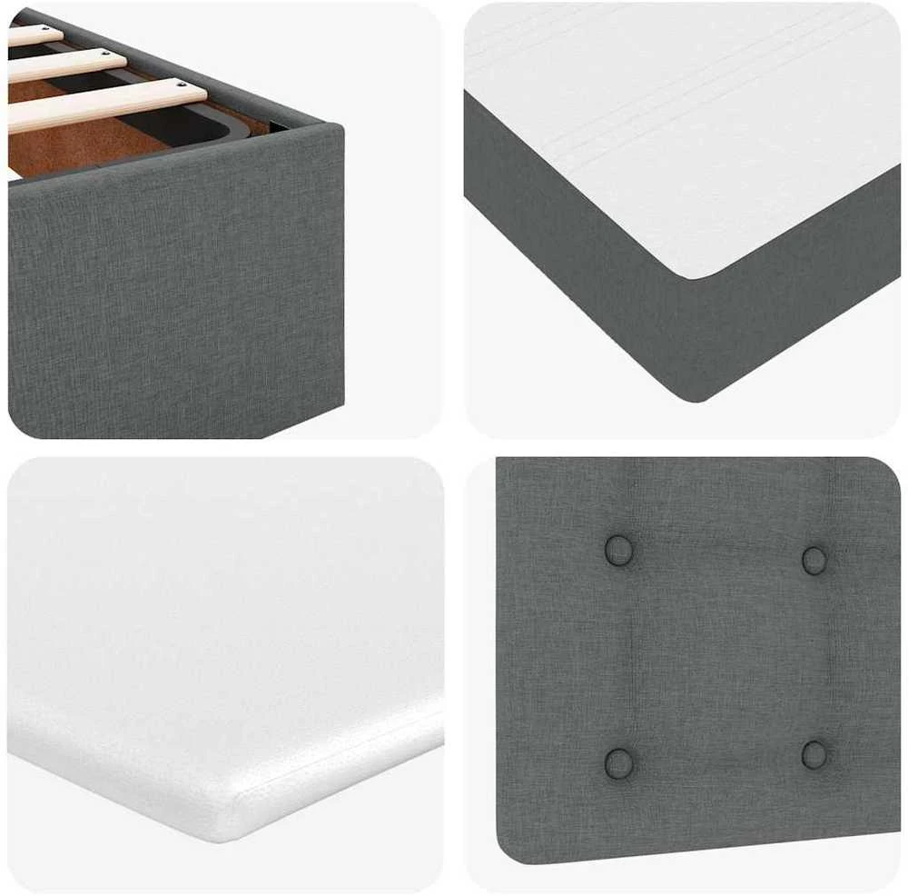 Osmanų lovos rėmas su čiužiniu, pilkas, 140x200cm, audinys