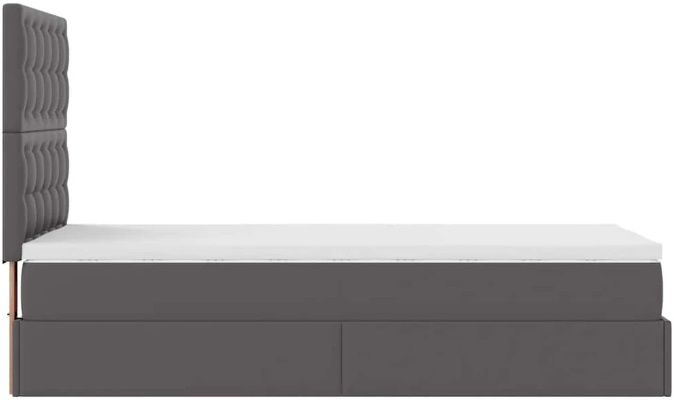 Osmanų lovos rėmas su čiužiniu, pilka, 80x200cm, dirbtinė oda