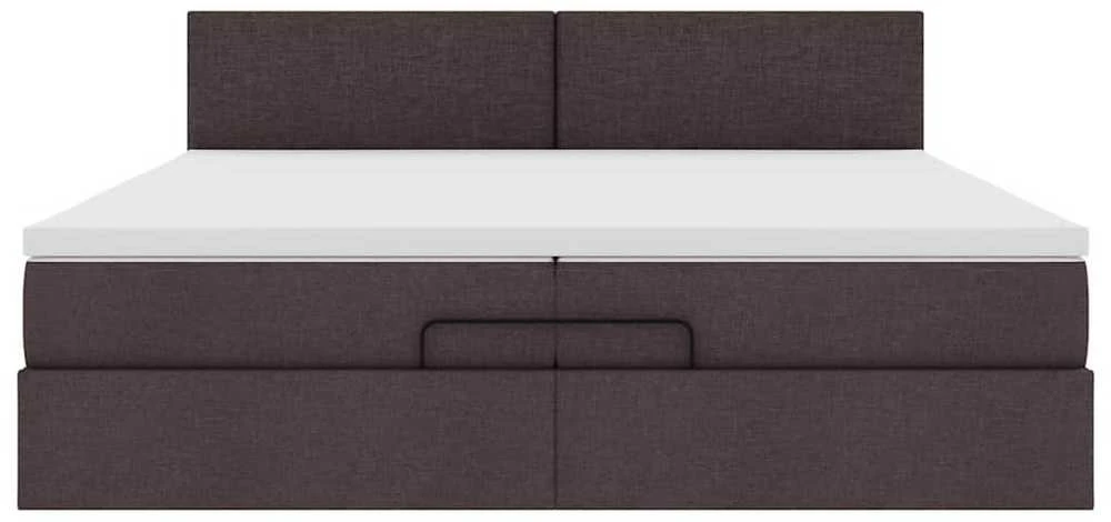 Osmanų lova su čiužiniu Tamsiai rudas 200x200 cm Audinys