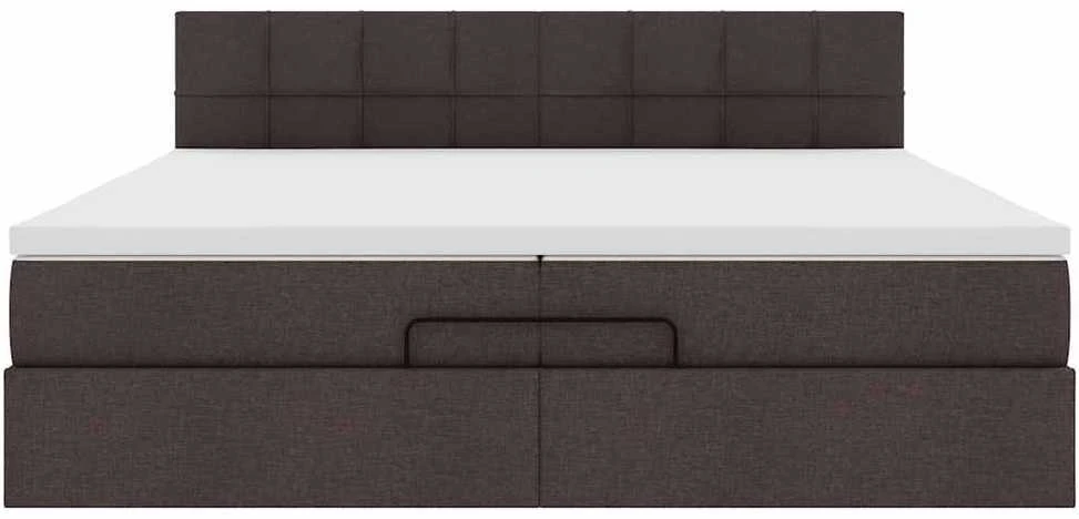 Osmanų lova su čiužiniu Tamsiai rudas 200x200 cm Audinys