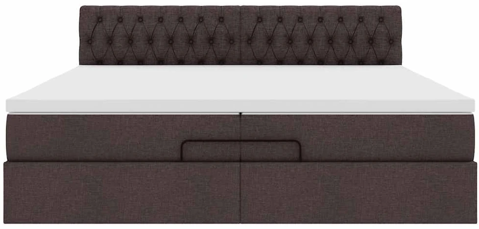 Osmanų lova su čiužiniu Tamsiai rudas 200x200 cm Audinys