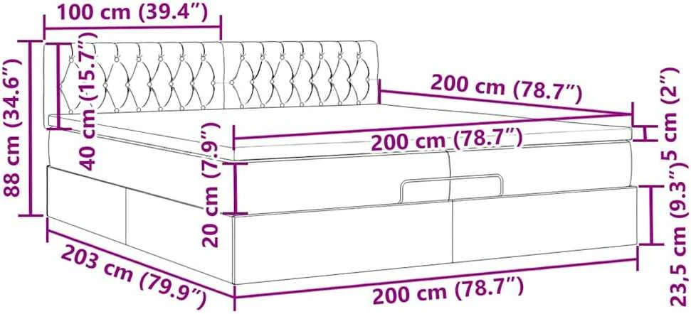 Osmanų lova su čiužiniu Tamsiai rudas 200x200 cm Audinys