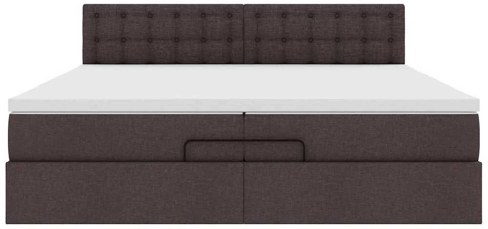 Osmanų lova su čiužiniu Tamsiai rudas 200x200 cm Audinys