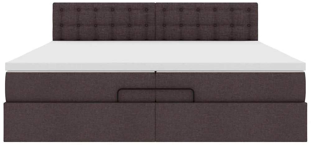 Osmanų lova su čiužiniu Tamsiai rudas 200x200 cm Audinys