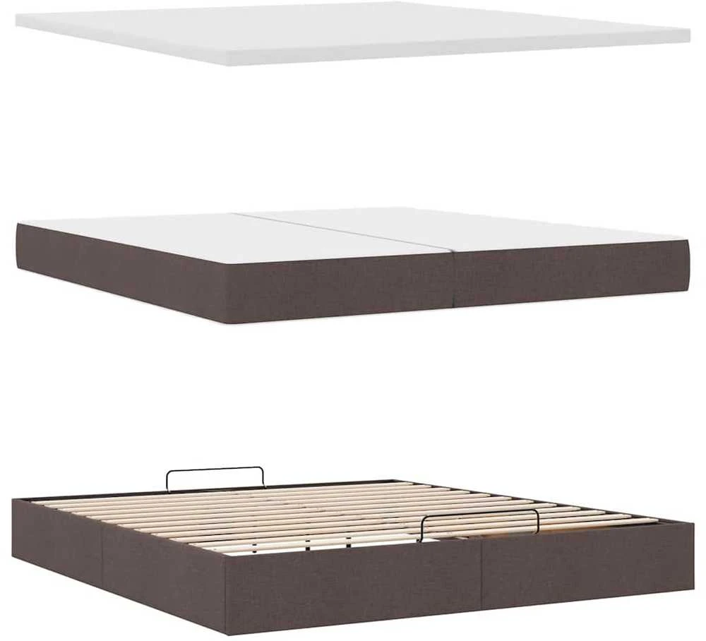 Osmanų lova su čiužiniu Tamsiai rudas 200x200 cm Audinys