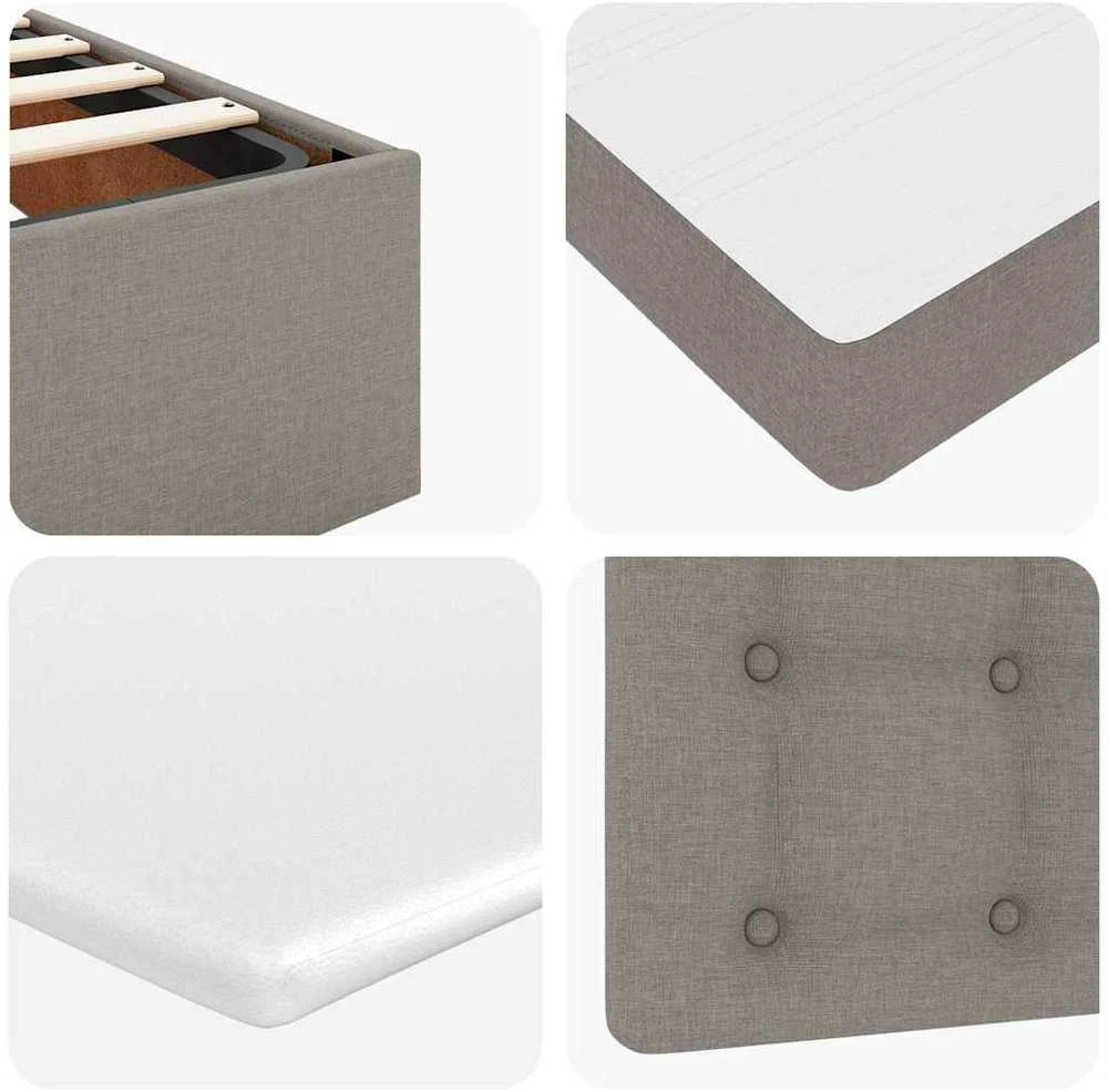 Osmanų lova su čiužiniu Taupe 200x200 cm Audinys