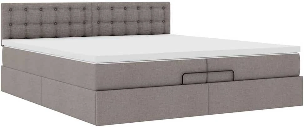 Osmanų lova su čiužiniu Taupe 200x200 cm Audinys