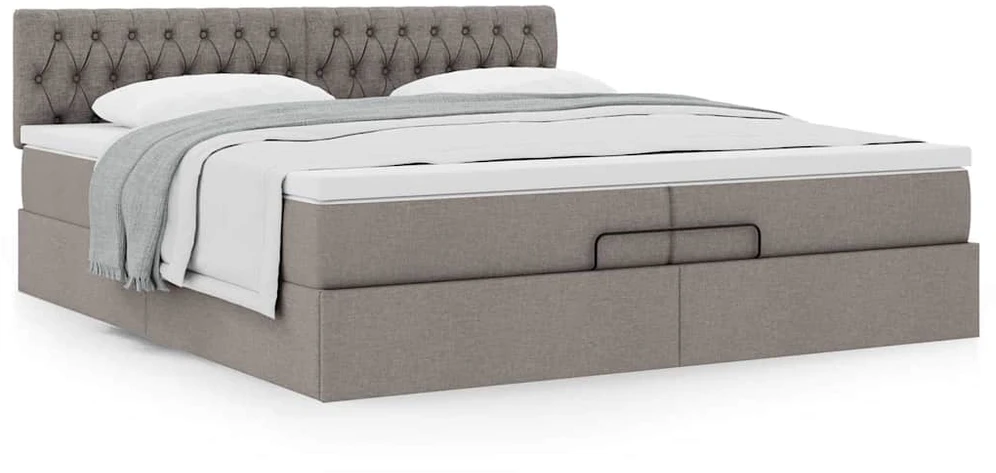 Osmanų lova su čiužiniu Taupe 200x200 cm Audinys