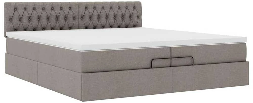 Osmanų lova su čiužiniu Taupe 200x200 cm Audinys