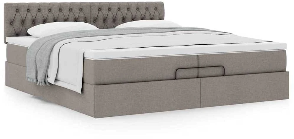 Osmanų lova su čiužiniu Taupe 200x200 cm Audinys