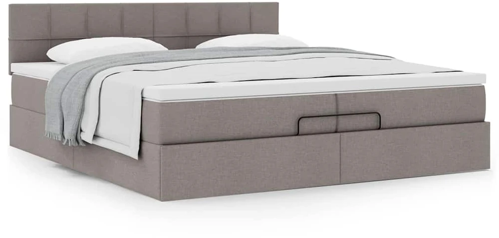 Osmanų lova su čiužiniu Taupe 200x200 cm Audinys