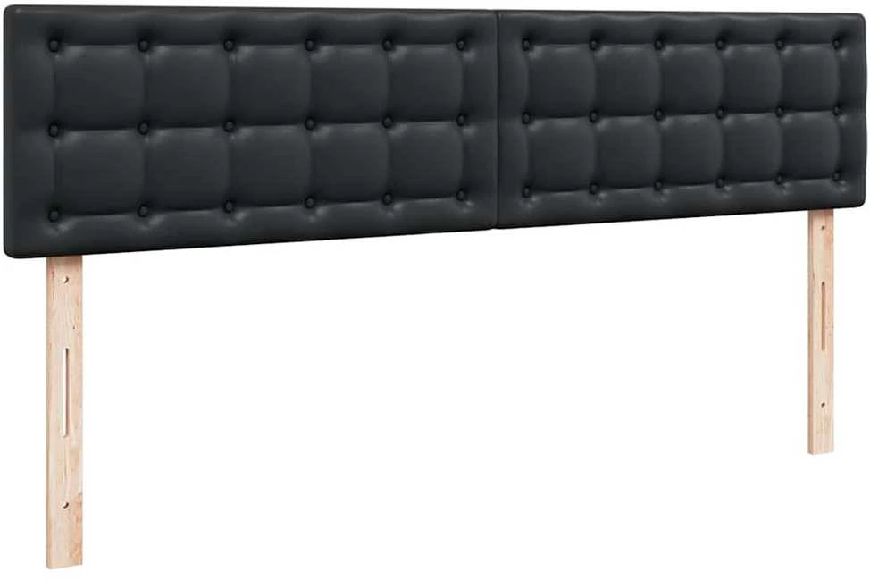 Osmanų lovos rėmas su čiužiniais, juoda, 200x200cm, dirbt. oda