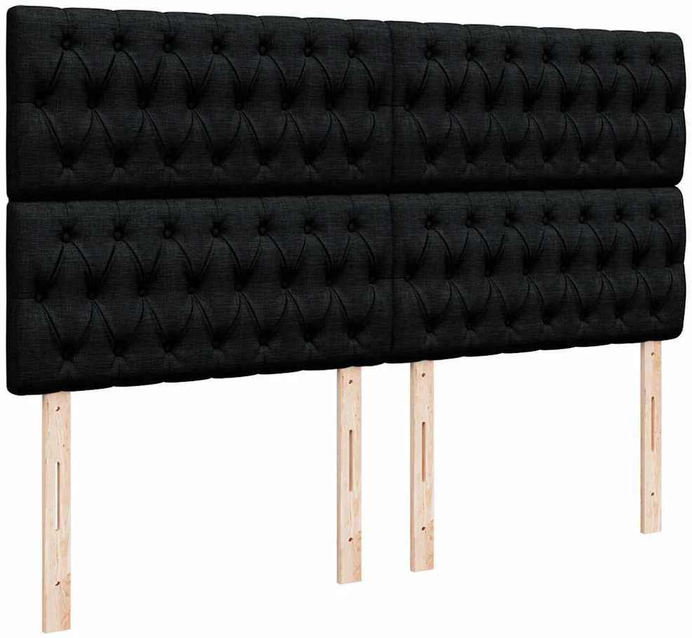 Waszemeble Osmanų lovos rėmas su čiužiniais, juodas, 200x200cm, aksomas
