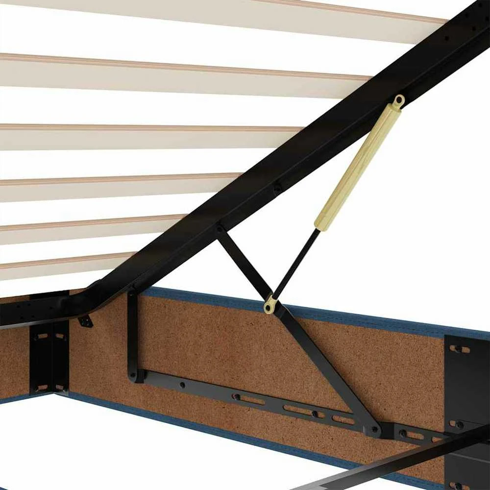 Osmanų lovos rėmas su čiužiniais, mėlynas, 200x200cm, audinys