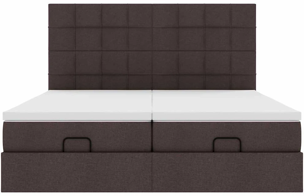 Osmanų lovos rėmas su čiužiniais, rudas, 180x200cm, audinys