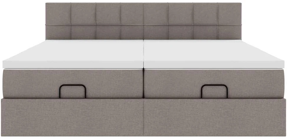 Osmanų lovos rėmas su čiužiniais, taupe, 160x200cm, audinys