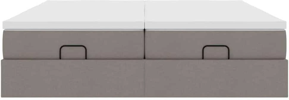 Osmanų lovos rėmas su čiužiniais, taupe, 200x200cm, audinys