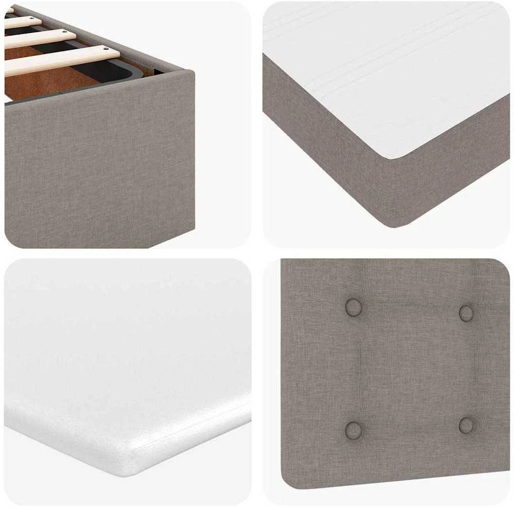 Osmanų lovos rėmas su čiužiniais, taupe, 180x200cm, audinys