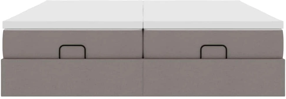 Osmanų lovos rėmas su čiužiniais, taupe, 200x200cm, audinys