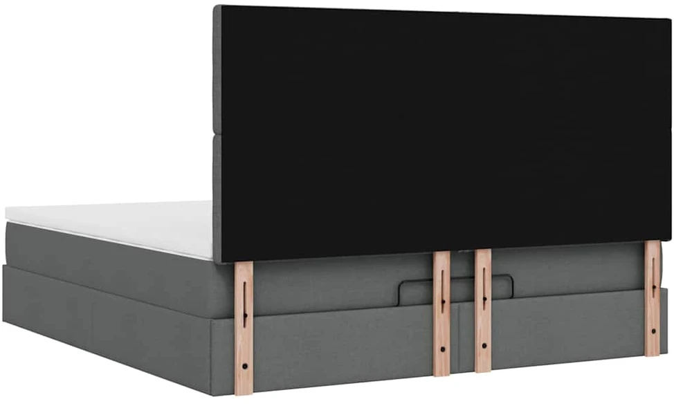 Osmanų lovos rėmas su čiužiniu, pilkas, 160x200 cm, audinys