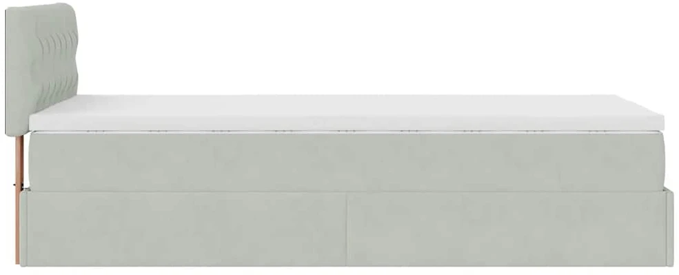 Osmanų lovos rėmas su čiužiniu, pilkas, 80x200cm, aksomas