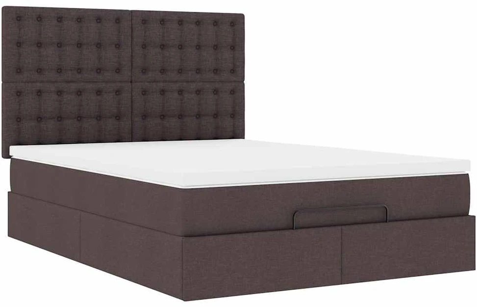 Osmanų lovos rėmas su čiužiniu, rudas, 140x200cm, audinys
