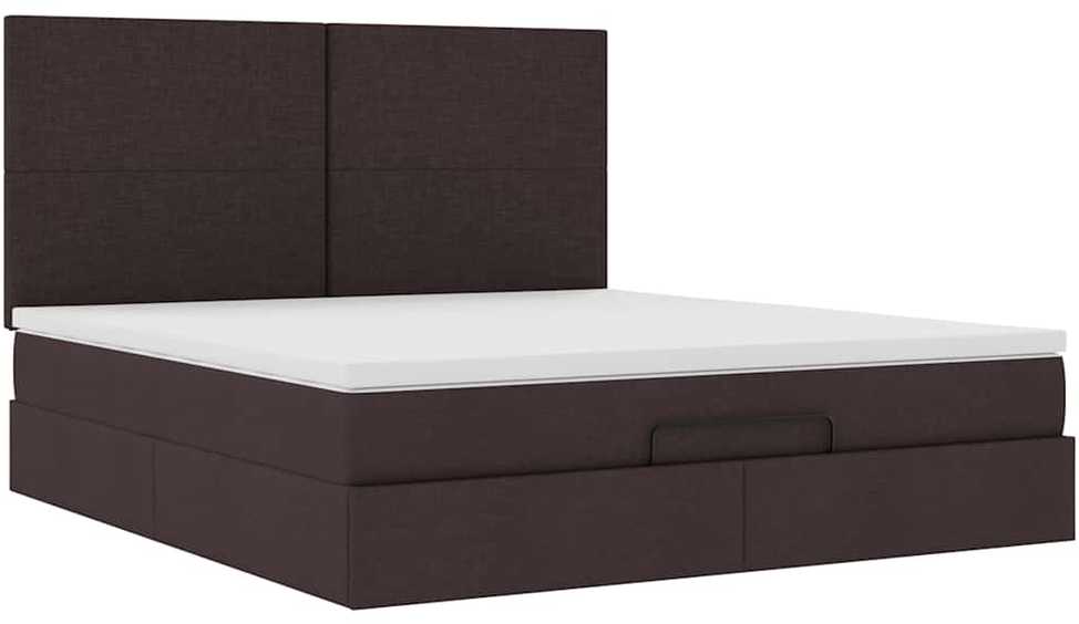 Osmanų lovos rėmas su čiužiniu, rudas, 160x200 cm, audinys