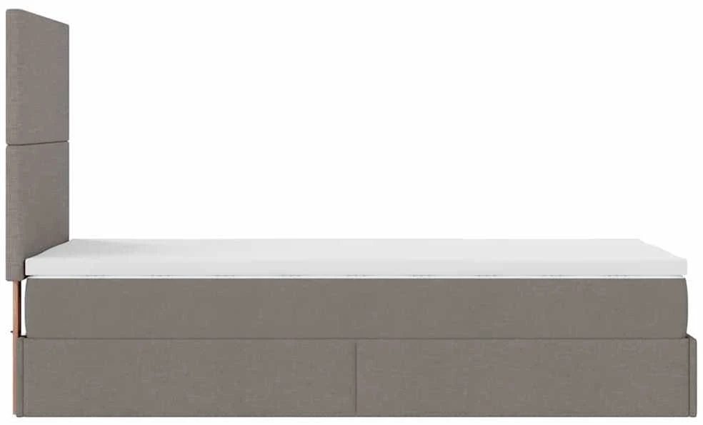 Osmanų lovos rėmas su čiužiniu, taupe, 100x200cm, audinys