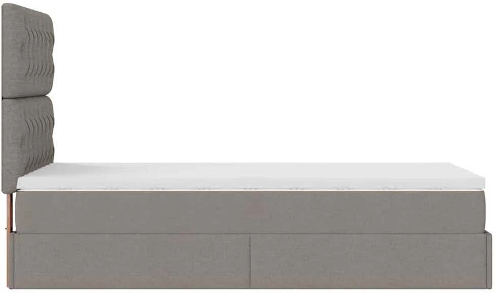 Osmanų lovos rėmas su čiužiniu, taupe, 100x200cm, audinys