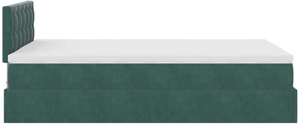 Osmanų lovos rėmas su čiužiniu, žalias, 120x200cm, aksomas