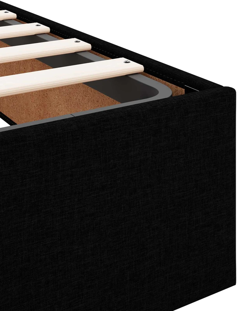 Otmana lova su matracsu ir LED Juoda 100 x 200 cm Audinys