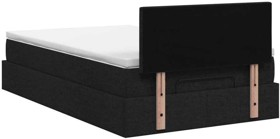 Otmana lova su matracsu ir LED Juoda 120 x 190 cm Audinys